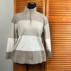 Jones New York Women's Striped Quarter-Zip Sweatshirt